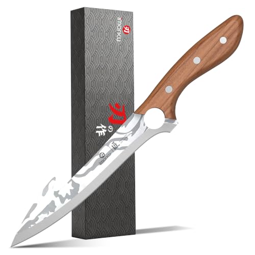 imarku Boning Knife 7.8 Inch for Meat Cutting High Carbon Stainless Steel - color: Ash Wood Brown