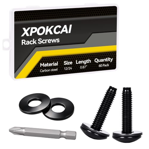 60-Pack Rack Screws 10/32 with Nylon Washers for Server Racks、Routers Enclosures &Audio Equipment Cabinets Server Network Enclosure Mount Screws - color: 10/32（Without cage nut）, size: 60 Pack