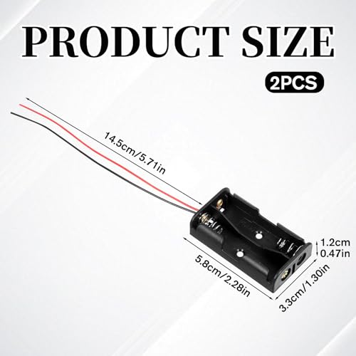AA Battery Holder with Leads, 2PCS 2 X 1.5v AA Battery Case Double a Batteries Holder AA-Battery Pack Small-Battery Holders Organizer for Batteries