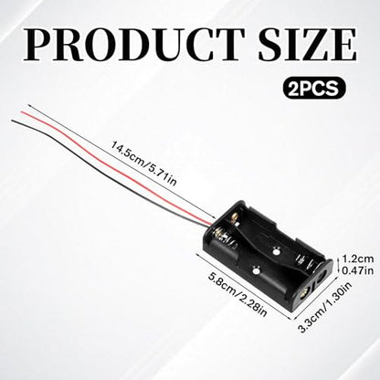 AA Battery Holder with Leads, 2PCS 2 X 1.5v AA Battery Case Double a Batteries Holder AA-Battery Pack Small-Battery Holders Organizer for Batteries