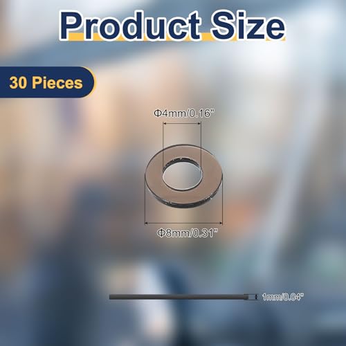 uxcell 30 Pcs M4 PVC Flat Washers 4mm ID 8mm OD 1mm Thick Plain Washer Grommets Plastic Sheet Gasket Fastener Sealing Spacer Gasket Ring Water Hose Washers, Clear Black - size: 4mm x 8mm x 1mm