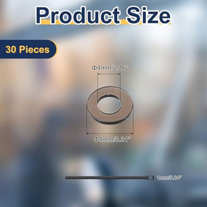 uxcell 30 Pcs M4 PVC Flat Washers 4mm ID 8mm OD 1mm Thick Plain Washer Grommets Plastic Sheet Gasket Fastener Sealing Spacer Gasket Ring Water Hose Washers, Clear Black - size: 4mm x 8mm x 1mm