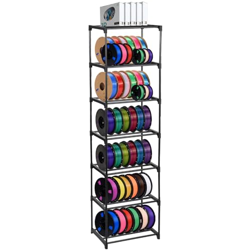 FMOACEN 7-Tier Modular 3D Printer Filament Storage Rack 16.5" x 12" x 80.7" Metal Spool Holder DIY Tiers Filament Storage Shelf for 3D Printing Machine Tool-Free Assembly