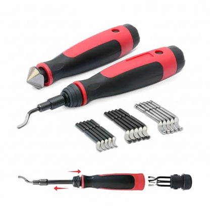 AFA Tooling - Extendable Neck Deburring Tool & Countersink Hand Reamer with 15 Extra Blades - Works on Resin, PVC Pipes, Copper, Plastic - Plumbing & 3D Printing Burr Removal Reamer Tool - color: Long Reach Deburring & Reamer Kit