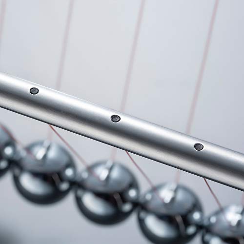 CERROPI Newton Cradle Balance Balls, Newton Pendulum with 7 Balls, Classic Newton Swing Ball, Science Physics Gadget | Desk Toys & Accessories, 70+ Sec Swingtime, Marble Base, Black