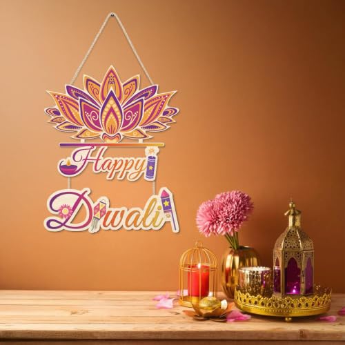 HLNIUC Rustic Indian Happy Diwali Festival of Light Party Wooden Sign - color: Diwali 1