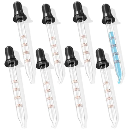 PrettyCare Eye Dropper 8 Pcs, Glass Eye Dropper for 30 ml Essential Oils Bottles Round Tip Measured Medicine Droppers Calibrated 1 ml Capacity - color: 8P-30