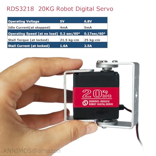 20KG Digital RC Steering Servo RDS3218 Dual Shaft High Speed Full Metal Gears Robot Servo with U Mounting Brackets for 1/8 1/10 RC Car Crawler Buggy Truggy DIY Robotic