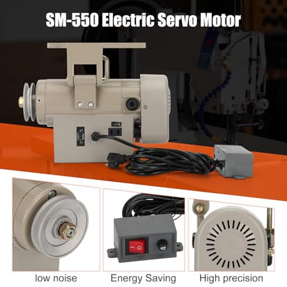 Sewing Machine Servo Motor, 550W Electric Servo Motor, AC110V, 3/4HP, 3450RPM，Industrial Servo Motor with Carbon Brush, Energy Efficient, Quiet Operation, Instructions - size: 550W