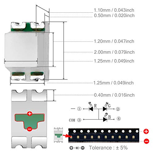 CHANZON 100 pcs SMD 0805 (2mm x 1.2mm) RGB Multicolor LED Diode Lights 20mA - color: K) Rgb (100pcs)