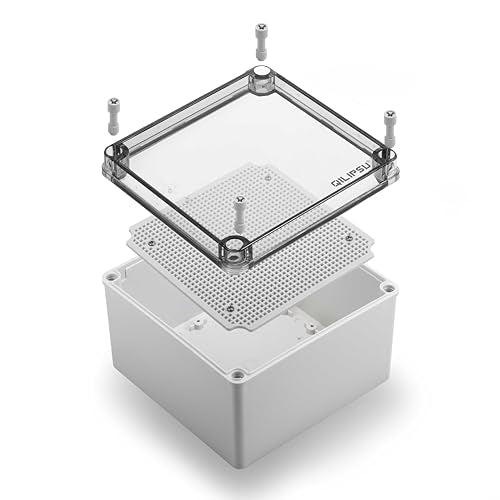 QILIPSU Outdoor Junction Box IP67 Waterproof Project Box ABS Plastic Weatherproof Electrical Enclosure Clear Cover (7.9"x7.9"x5.1" CC) - color: Clear Cover, size: 7.9"x7.9"x5.1"