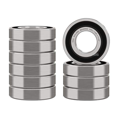 XiKe R10-2RS Sealed Ball Bearing, 5/8" x1-3/8 x11/32 (10-Pack) - size: R10-2RS - 5/8 x 1-3/8 x 11/32 in