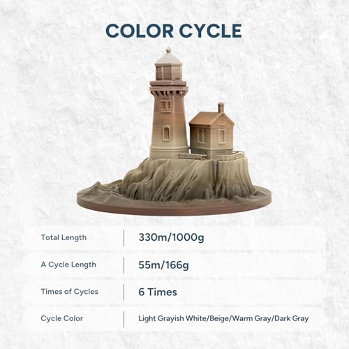 OVERTURE Rock PLA Filament 1.75mm, Marble PLA, 1kg Fossil Rock - color: 03-fossil Rock