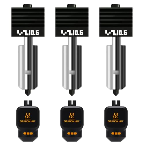 3-Pack 0.6mm Bamboo H2D/H2S/H2C/P2S/X2D Hotend Kit with Silicone Sock, Hardened Steel Nozzle Replacement Parts for Bambu Lab H2 Series/P2S/X2D 3D Printer, Fast Printing Nozzles for Large Model - style: 3PCS 0.6MM Hotends