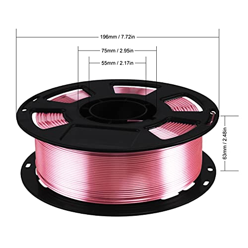 1.75mm Silk Rose Gold PLA Pink Pearlescent Shining 3D Printing Material, 1kg 2.2lbs 3D Plastic Material, Widely Support for FDM 3D Printer, Easy to Print by BBLIFE - color: Rosegold