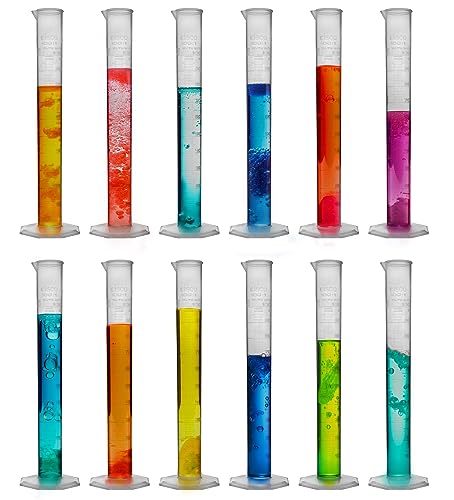 EISCO 12PK Graduated Cylinders, 100mL - Class B Tolerance - Octagonal Base - Polypropylene Plastic - Industrial Quality, Autoclavable