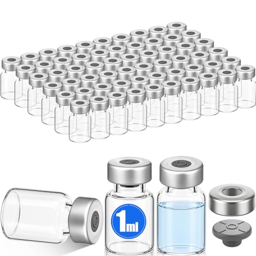 60 Pack Empty Vials for Injection Clear Glass Sample Vials, 1ml - size: 1ml
