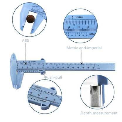 0-150mm Vernier Calipers Double Rule Scale Plastic Ruler for Jewelry Measurement School Student Measuring Tools Hand Tool(Rojo) - color: Rojo