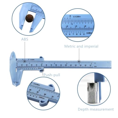 0-150mm Vernier Calipers Double Rule Scale Plastic Ruler for Jewelry Measurement School Student Measuring Tools Hand Tool(White) - color: White