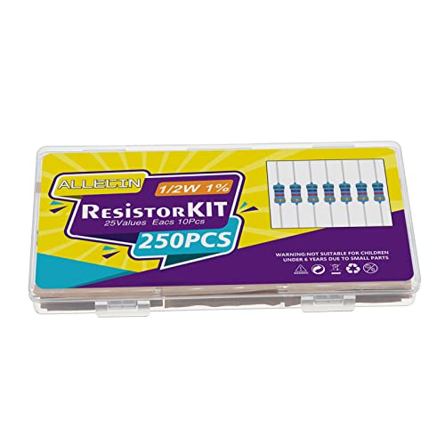 25 Values 1/2W Resistor Kit from 1 Ohm to 1M Ohm 1/2 Watt 1% Metal Film Resistors Assortment - style: 1/2W