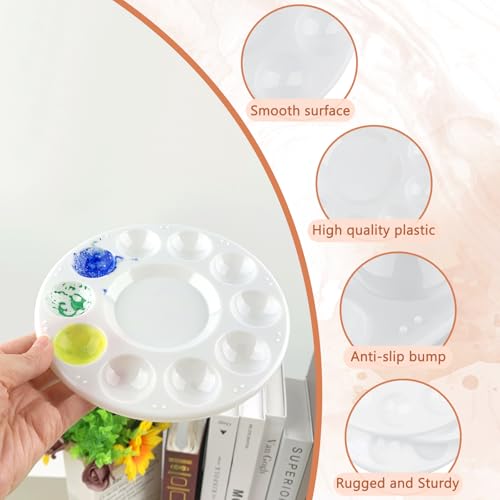 20 Pack Paint Tray Palettes for Kids, Plastic White Palettes for Students, Paint Holder, Paint Supplies