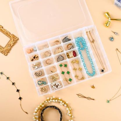 36-Grid Bead and Tackle Box Organizer, Adjustable Dividers, 4 Pack - color: Clear-4pack-144 Grids