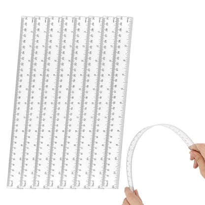 ZUFECY 8-Pack Clear Acrylic Ruler, 12 Inches Flexible Clear Ruler, Inches and Metric Scale Measuring Tool