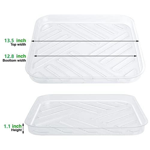 Idyllize 5 Pack 13 Inch of Plastic Plant Saucer, Square Clear Drip Trays for Indoors & Outdoor Plants, Durable Thick Saucer for Flower Pot (13") - size: 13"