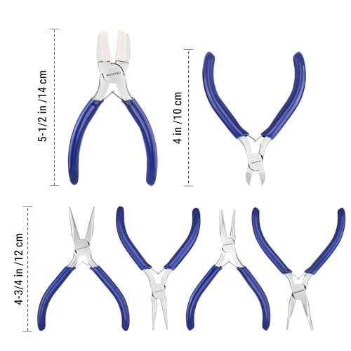 WORKPRO Jewelry Plicers Set, 7-Piece Jewelry Making Tools Kit with Needle Round Nose Plier and Bent Nose Plier Wire Cutter for Jewelry Repair, Beading, Wire Wrapping, Crafts, with Carrying Pouch - color: Blue
