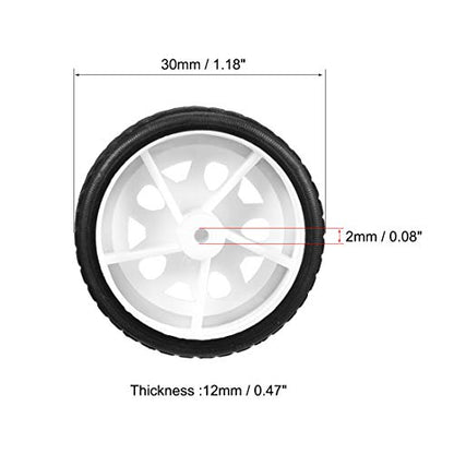 uxcell 30mm Rubber RC Wheel Tires DIY Model Robots 4pcs, White and Black