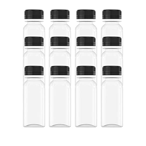 12 Pcs 2 OZ Mini Plastic Juice Bottles,