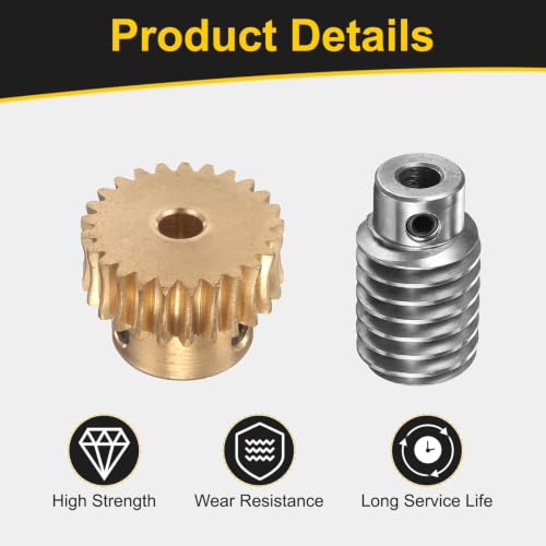 uxcell Worm Gear Set 25T 1 Module 25:1 Reduction Rate, 6mm/6mm Bore - size: 6mm/6mm Bore (1Mod 25T)