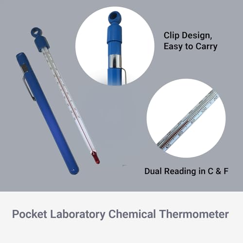 LABO Pocket Laboratory Chemical Thermometer -40/+50°C or -40/+120°F, Duo Reading Liquid in Glass