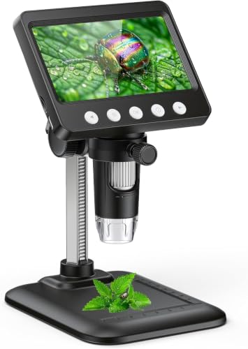 4.3" Digital Microscope for Adults, SKYEAR Coin Microscope 1000X Magnification with 8 Ajustable LED Fill Lights, USB Microscope for Windows/MacOS, Coin Collection Supplies-Black - color: Black