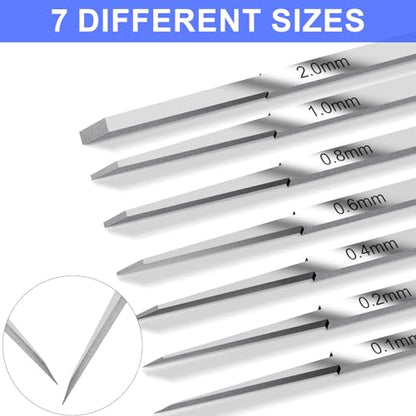 Model Scriber Chisel 7 Blades (0.1/0.2/0.4/0.6/0.8/1.0/2.0mm) - color: Red +Tape