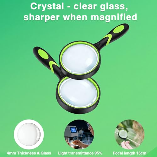 10X Handheld Reading Magnifying Glass, 2-Pack Set