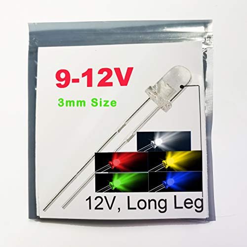 (3mm 9-12V LED)50pcs in Each Color(Total: 250pcs) White//Red/Blue/Green/Yellow Gauge Cluster Instrument Light Emitting diodes - color: Mix (White, Red, Blue, Green, Yellow), size: 250 Count (Pack of 1), style: 3 mm