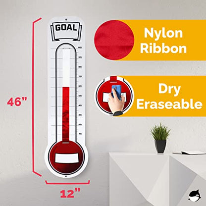 Fundraising Thermometer Chart Goal Tracker | 46"x12" Dry Erase Goal Tracker
