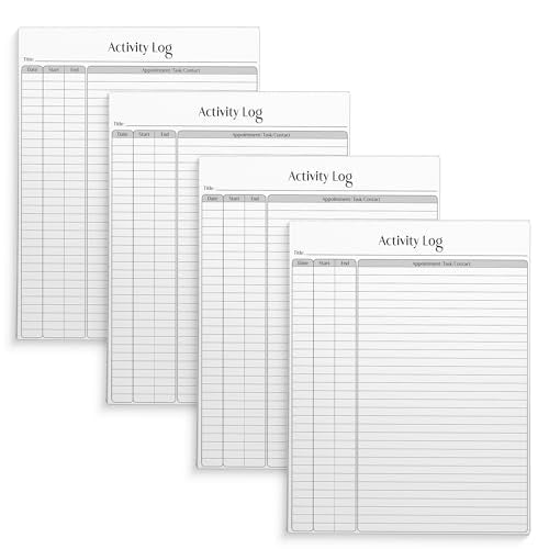 Better Office Products Activity Log Notepad, 8.5" x 11", Planning Note Pad, 50 Sheets, Daily Time Tracking Productivity Checklist Organizer,(4 Pack) - style: 4 Pack