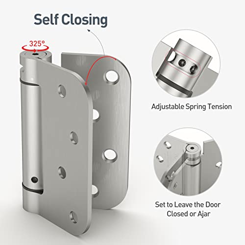 HOSOM 2 Pack Self Closing Door Hinges 4 Inch Spring Hinges, Brushed Nickel - color: Brushed Nickel-5/8'', size: 4" 2 Pack