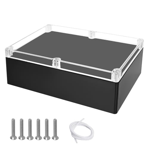 Project Box IP65 Waterproof Dustproof Junction Box ABS Plastic Enclosure Box for Electronics Clear Cover Outdoor Project Black 11.4"x 8.2"x 3.9"(290 x 210 x 100mm) - color: Black-Clear Cover, size: 11.4" x 8.2" x 3.9"