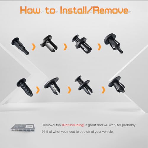 OTUAYAUTO 120PCS Nylon Push-Type Bumper Retainer Clips - size: 120Pcs 6 Sizes Clips