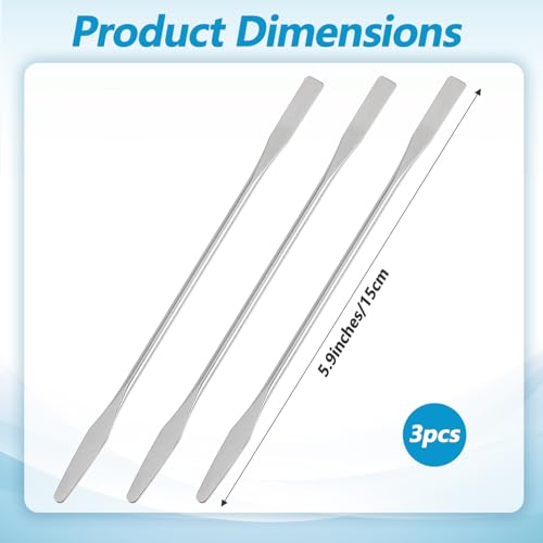 3PCS Double-Ended Spatula, Stainless Steel Lab Spatula, Mini Metal Spatula, Shovel Tapered Arrow End Flat Ends, 5.9 Inches (Silver)