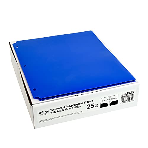 C-Line Two-Pocket Heavyweight Poly Portfolio Folder, 3-Hole Punch, 11 X 8.5, Blue, 25/Box (Pack of 2) - size: Box of 25 (Pack of 2)