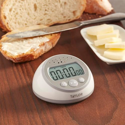 Taylor Digital Timer Counts Up and Down for School, Learning, Projects, and Kitchen Tasks, Super Loud Digital Timer, Gray