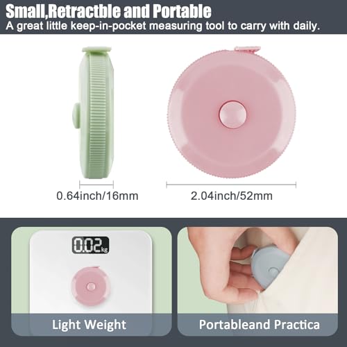 GDMINLO 3 Pack Tape Measure Measuring Tape for Body Craft Weight Loss Measurements Retractable 60-inch 1.5 Meter, Small Push Button Dual Sided Tape Measure Body Measuring