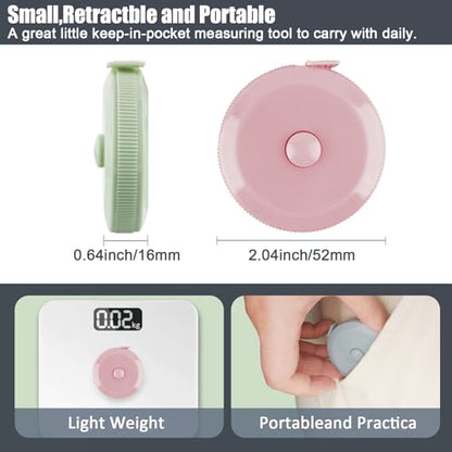 GDMINLO 3 Pack Tape Measure Measuring Tape for Body Craft Weight Loss Measurements Retractable 60-inch 1.5 Meter, Small Push Button Dual Sided Tape Measure Body Measuring
