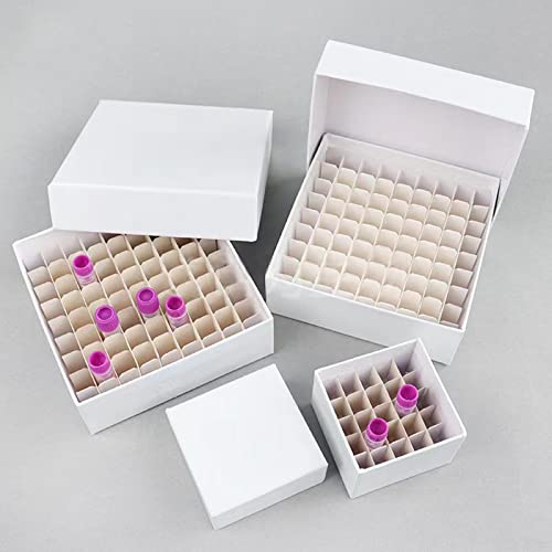 Cardboard Freezer Box - White/81 Place,Water and Ice Resistant Coating,For storing 1.5-2.0 mL cryovials(Pack of 12)