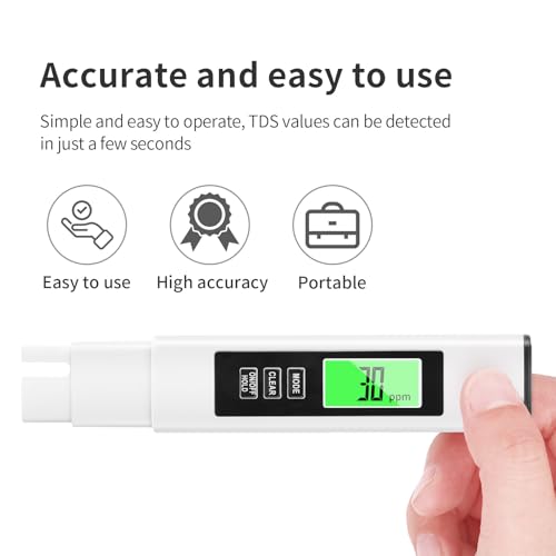 New 4 in 1 TDS Meter, TDS Meter Digital Water Tester, Accurate and Reliable, Water Tester,TDS EC and Temperature (° C/° F) Meter, 0-9990ppm,Used for Drinking Water and RO/DI Systems