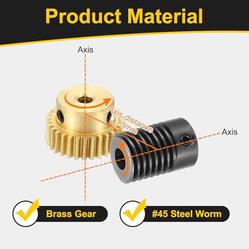 uxcell Worm Gear Set Right Rotation 30T 0.5 Module 1:30 Reduction Rate - size: Gear-3mm, Rod-5mm Bore, style: 0.5M-30T